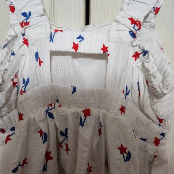 Girls White Dress with Red and Blue Floral Pattern - Picture 8 of 9